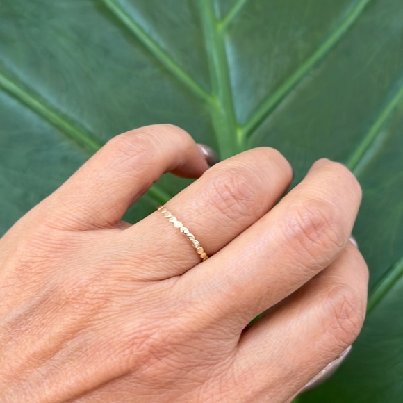 Dainty 14k yellow gold Wedding band Stacking Ring promise Ring size